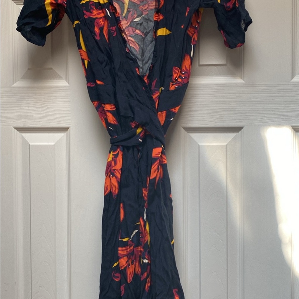 Floral Black and Red Midi Dress